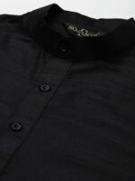 SOJANYA Men Black Solid Kurta with Churidar & Nehru Jacket - Image 3