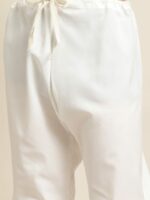 SOJANYA Men Blue & Off-White Woven Design Kurta with Churidar - Image 3