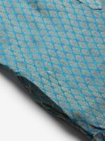 SOJANYA Men Blue & Off-White Woven Design Kurta with Churidar - Image 7