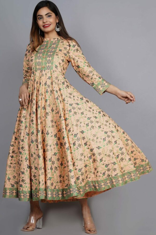 KALINI Women Coral Floral Printed Anarkali Kurta
