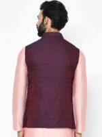 KISAH Men Violet Woven Design Nehru Jacket - Image 5