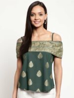Mayra Green Print Pure Silk Top
