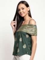 Mayra Green Print Pure Silk Top - Image 4