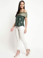 Mayra Green Print Pure Silk Top - Image 6