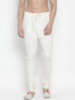 VASTRAMAY Men Cream-Colored Solid Churidar