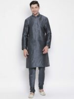 VASTRAMAY Men Grey Solid Churidar - Image 5