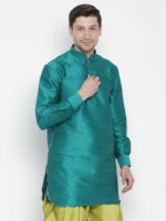 Men's Green Silk Blend Kurta - Image 2