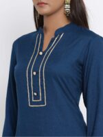 MIRAVAN Women Blue Gotta Patti Kurta with Sharara - Image 2