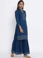MIRAVAN Women Blue Gotta Patti Kurta with Sharara - Image 4