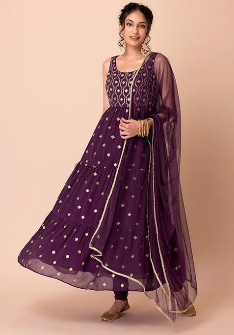 Chikankari Georgette Pakistani Suit in Light Purple : KCH8876