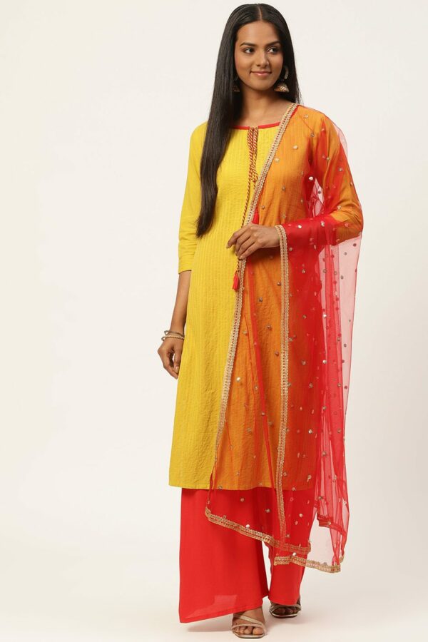 Studio Shringaar Red Embroidered Dupatta
