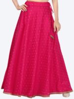 Studio Shringaar Women Pink Chanderi Silk Self Design Lehenga Skirt