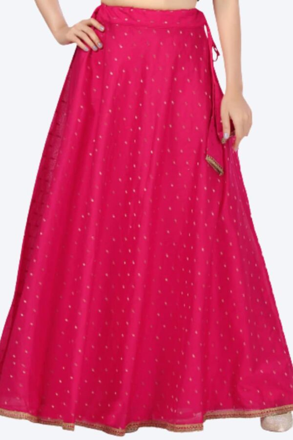 Studio Shringaar Women Pink Chanderi Silk Self Design Lehenga Skirt