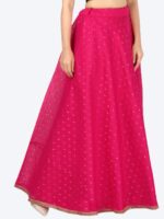 Studio Shringaar Women Pink Chanderi Silk Self Design Lehenga Skirt - Image 2