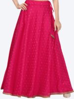 Studio Shringaar Women Pink Chanderi Silk Self Design Lehenga Skirt - Image 5