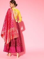 Anouk Women Pink & Yellow Embellished Ready to Wear Lehenga & Blouse With Dupatta - Image 4