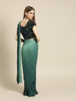 Chhabra 555 Green Ombre Dyed Ready to Wear Poly Georgette Saree with Stitched Blouse - Image 5