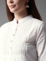 HERE&NOW Women White Solid Straight Kurta - Image 2