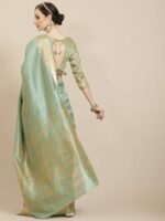 KALINI Green & Golden Solid Woven Design Saree - Image 2