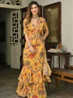 Lavanya The Label Yellow & Green Floral Ready to Wear Saree