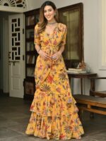 Lavanya The Label Yellow & Green Floral Ready to Wear Saree - Image 2