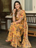 Lavanya The Label Yellow & Green Floral Ready to Wear Saree - Image 6