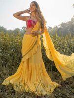 Lavanya The Label Yellow & Pink Ready to Wear Saree - Image 2