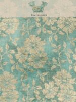 Mitera Blue & Gold-Toned Floral Zari Pure Chiffon Saree - Image 8