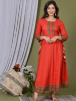 Pranavi Heavy Rayon Red Long Anarkali Gown - Image 3