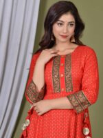 Pranavi Heavy Rayon Red Long Anarkali Gown - Image 5