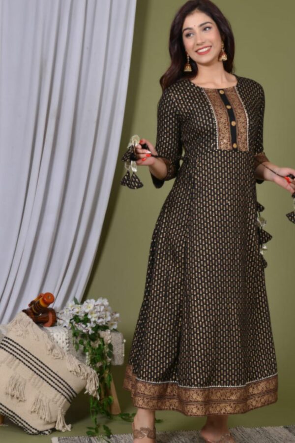 Pranavi Heavy Rayon Long Black Anarkali Gown
