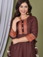 Pranavi Heavy Rayon Long Maroon Anarkali Gown - Image 4