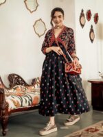 Rustorange Black & Orange Ethnic Motifs Printed Maxi Dress - Image 5