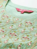 Varanga Women Sea Green Floral Embroidered Kurta - Image 2
