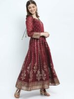 Vishudh Maroon Ethnic Motifs Ethnic Maxi Dress with Dupatta - Image 3