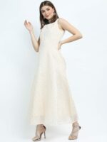 Vishudh Peach-Coloured Ethnic Motifs Layered Ethnic Maxi Dress With Jacket - Image 4