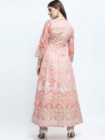 Vishudh Peach-Coloured Ethnic Motifs Layered Ethnic Maxi Dress With Jacket - Image 5