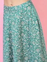 Vishudh Turquoise Blue & Off White Foil Print Ready to Wear Lehenga & Blouse With Dupatta - Image 3