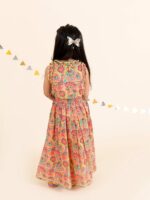 pspeaches Girls Coral & Blue Printed Ready to Wear Cotton Lehenga Choli - Image 4