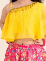 pspeaches Girls Coral & Yellow Ready to Wear Lehenga Choli - Image 2