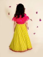 pspeaches Girls Green & Pink Printed Ready to Wear Lehenga & Blouse With Dupatta - Image 4