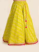 pspeaches Girls Green & Pink Printed Ready to Wear Lehenga & Blouse With Dupatta - Image 5
