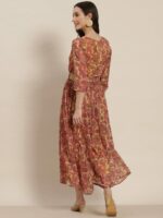 Juniper Beige & Red Ethnic Motifs Printed Basic Jumpsuit - Image 4