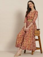 Juniper Beige & Red Ethnic Motifs Printed Basic Jumpsuit - Image 5