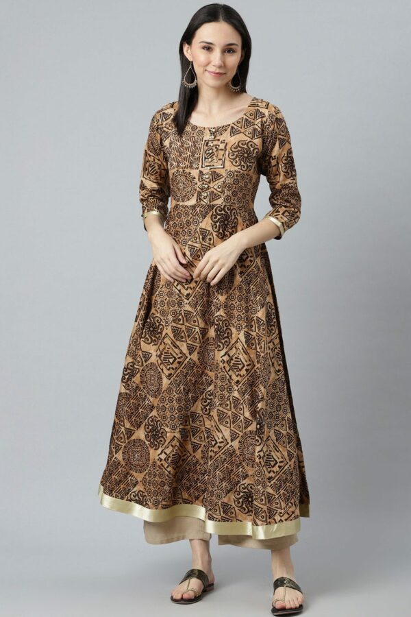 Libas Women Black Printed Anarkali Kurta