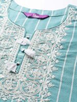Libas Women Blue Yoke Design Thread Work Kurta - Image 2