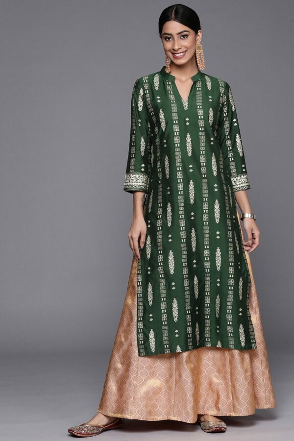 Libas Women Green Ethnic Motifs Printed Kurta
