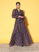 Shae by SASSAFRAS Navy Blue Printed Ready to Wear Lehenga Choli - Image 2