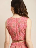 Shae by SASSAFRAS Peach-Coloured & Olive Green Printed Fusion Lehenga Choli - Image 8