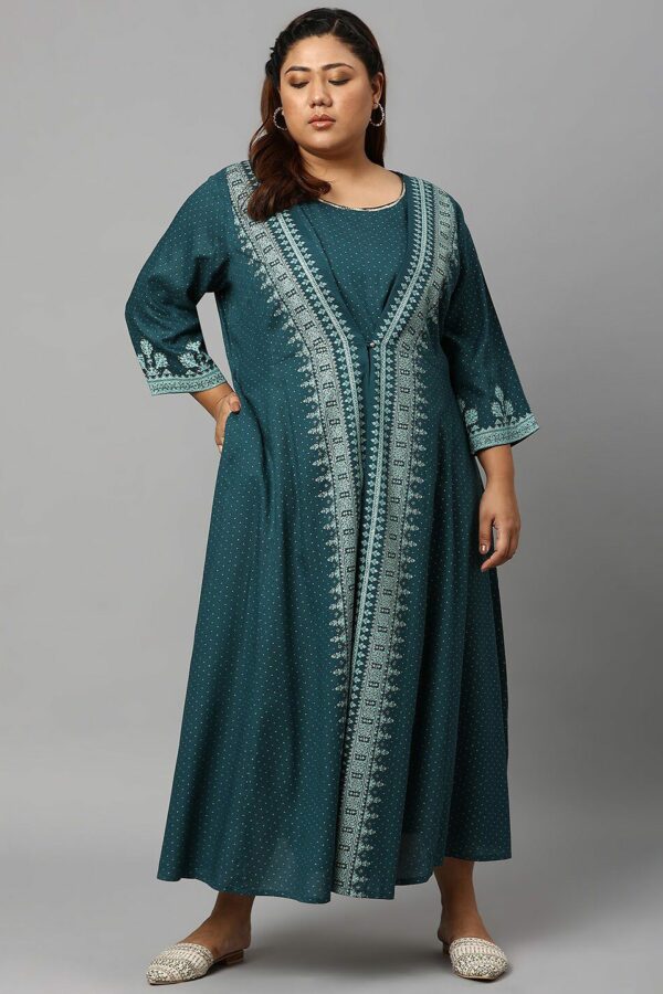 W Blue & White Women Plus Size Printed Basic Jumpsuit